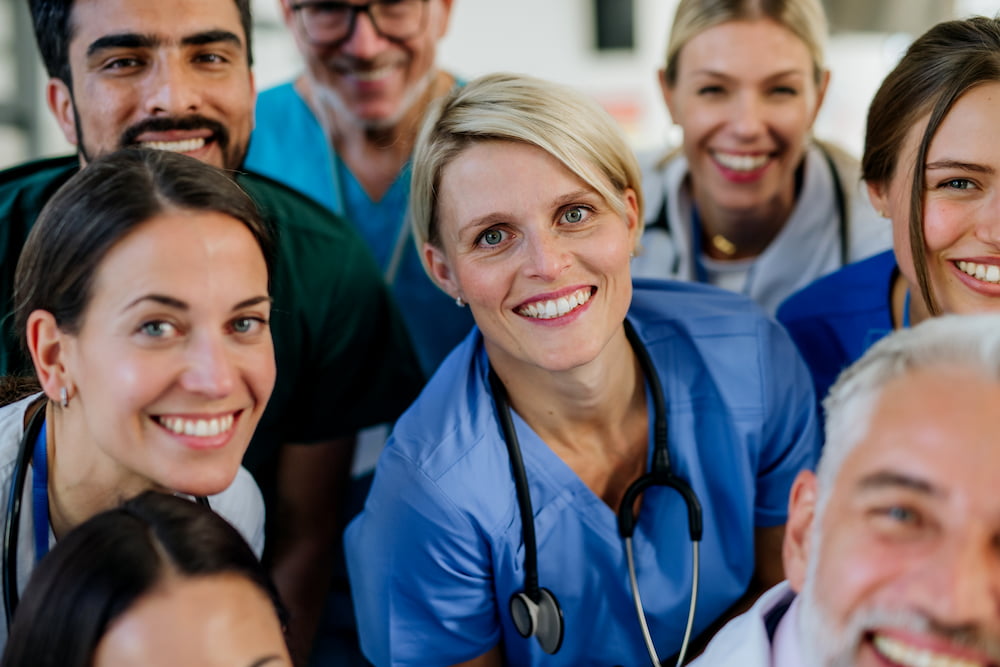 Smiling healthcare staff.